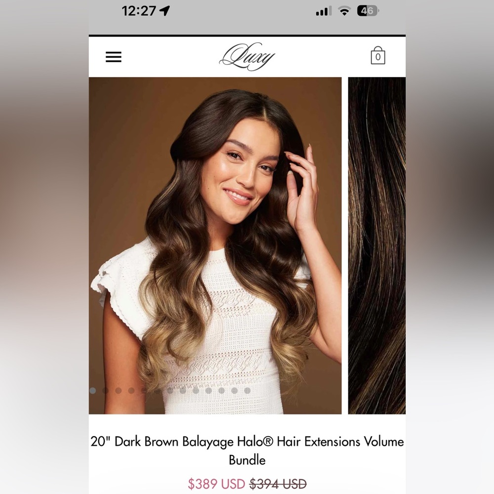 Luxy Hair NIB 20’’ Dark Brown Balayage Halo Hair extension volume bundle